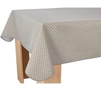 Le Linge de Jules Nappe Anti-Taches Paon Ficelle - Rectangle 150 x 350 cm, Beige, Noir, Safran