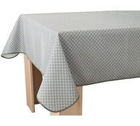 Le Linge de Jules Nappe Anti-Taches Paon Gris - Rectangle 150 x 350 cm, Gris, Noir, Safran