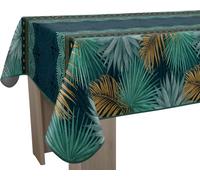 Le Linge de Jules Nappe Anti-Taches Paraiso - Rectangle 150 x 200 cm, Bleu, Vert, Moutarde