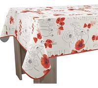 Le Linge de Jules Nappe Anti-Taches Poppies Rouge - Taille : Rectangle 150x350 cm