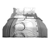 Parure Drap plat + drap-housse 140 x 190 + 2 Taies - Coton - Roue libre et gris