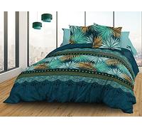 Parure de lit - Paraiso - Pur coton 57 fils - Drap-housse 160x200 (bonnet 25 cm) - Drap plat 240x300 & 2 taies 63x63