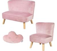 Ensemble Canapé + Fauteuil + Coussin Décoratif Nuage Lil Sofa Rose Pastel TU