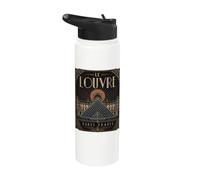 Le Louvre Paris France Art Déco Fond Noir Stainless Steel Insulated Water Bottle