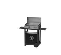 LE MARQUIER La Plancha INOX Duo Edition : Plancha 260 Gaz + Chariot Noir + Couvercle INOX+ Porte Épices Et Rideau