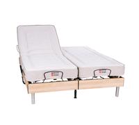Le Nuit Paisible - Bois, Sans tête de lit, Le Rêve Idéal - Matelas Hybride Ressorts, 2x90x200