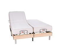 Le Nuit Paisible Duo - Bois, Sans tête de lit, Le Rêve Ergo - Matelas Mémoire de forme, 2x90x200