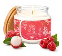 Le Paraïs Bougie Parfumée Litchi & Framboise Cire Végétale 300 ml | Parfum fruité aux notes de litchi, framboise, cassis, fruits rouges, rose et caramel - Longue durée jusque 70 heures