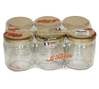 Le Parfait 4036 T.O. Pot à Miel avec Couvercle Verre Transparent/Doré 750 ML 63 mm Lot de 6