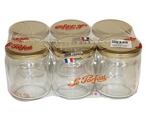 Le Parfait 4036 T.O. Pot à Miel avec Couvercle Verre Transparent/Doré 750 ML 63 mm Lot de 6