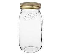 Le Parfait Bocal en verre avec couvercle à visser de 2 L - Large ouverture - Doré