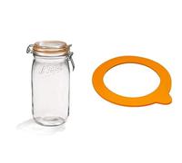 Le Parfait - Bocaux Super - 1,5L, Lot de 6 & - Sachet de 10 rondelles Super - 85mm, Rouge