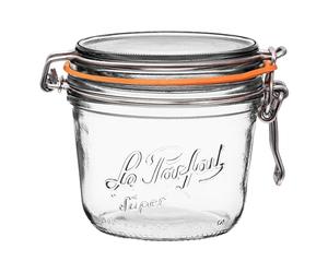 Le Parfait Super Terrine Bocal à conserve en verre français avec corps droit, joint en caoutchouc hermétique et couvercle en verre, 500 ml (pot simple) fil inoxydable