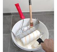 Le Pratiq'Brosse R230G XL, Porte-Pinceaux et Rouleaux 2-en-1 pour Seau Rond, Acier Galvanisé, Grille d'Essorage et Égouttoir Intégré, Rouleaux jusqu'à 180 mm
