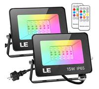 LE Projecteur LED RGB Ultra Mince 15W Spot LED Extérieur IP65 Etanche Verre Trempé à Grain Fin, Lampe LED Extérieur pour Jardin, Cour, Garage, Entrée