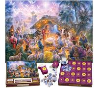 Le Puzzle Calendrier de l'Avent d'origine - La Nativité - 24 Boîtes de 1008 Pièces, Un Divertissement pour Enfants, Adultes, Famille, Créations Artistiques Officielles d'Abraham Hunter