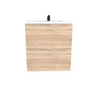Le Quai des affaires Meuble sous-Vasque 2 tiroirs Malaga 60 cm + Vasque/Chêne Blanchi