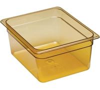 Le récipient Cambro GN 1/2, d'une profondeur de 150 mm et d'une capacité de 8,9 litres, est résistant à la chaleur jusqu'à 190 °C.