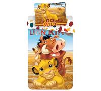 Parure de Lit - Le Roi Lion - 100% Coton - Jaune, Marron, Bleu - 140 x 200 cm