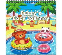 Le Voyage Douillet de Fuzzy：Livre de Coloriage Cozy & Détente pour Adultes avec Adorables Animaux en Voyage, Livre Simple pour Ados Anti-Stress & Pleine Conscience, Cadeau pour Femmes, Reliure Spirale