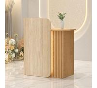 Leaceuv Comptoir Réception avec LED, Comptoir d'accueil, Meuble de Réception Moderne, Compact Bureau de Caisse avec Tiroir à Clé, pour Magasin et Salon de Beauté(Stone-Wood,23.6" L (60cm))