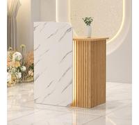 Leaceuv Comptoir Réception avec LED, Comptoir d'accueil, Meuble de Réception Moderne, Compact Bureau de Caisse avec Tiroir à Clé, pour Magasin et Salon de Beauté(White Marble Pattern,23.6" L (60cm))