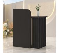 Leaceuv Comptoir Réception avec LED, Comptoir d'accueil, Meuble de Réception Moderne, Compact Bureau de Caisse avec Tiroir à Clé, pour Magasin et Salon de Beauté(Nero,23.6" L (60cm))