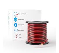 LEADTOPS Câble d'extension en Aluminium Plaqué Cuivre 18 AWG 30.48 M, Calibre 18 Rouge/Noir 18/2 12/24 V CC pour Haut Parleur, Bande LED, Automobile, Radiocommande