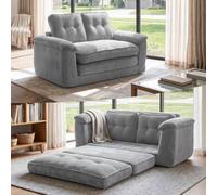 LEADZM Canapé 2 Places 2-en-1,canapé Deux Places Cord, Gris Clair | Canapé d'angle Convertible, canapé convertible,canapé lit 2 places convertible avec vrai matelas,148x207x65cm