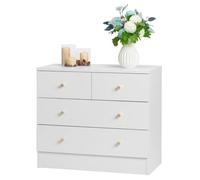 LEADZM Commode à 4 tiroirs, Commode Chambre, 66x33x57,5cm Blanc