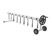 LEADZM Enrouleur de Bâche de Piscine 3,6-5,5m,Professionnel en Aluminium Premium,Système d'enroulage pour Bâche Solaire,Télescopique Enrouleur Mobile,avec Roues Pleines,Argent Noir