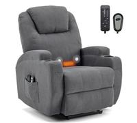 LEADZM Fauteuil électrique, Fauteuil Relax, avec Fonction Massage | Chauffage Réglage,Télécommande d'inclinaison Relaxant avec Repose-Pied capacité de Charge 160kg Gris foncé