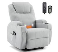 LEADZM Fauteuil électrique, Fauteuil Relax électrique, avec Fonction Massage Chauffage Réglage,Télécommande d'inclinaison Relaxant avec Repose-Pied capacité de Charge 160kg, Gris Clair
