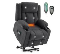 LEADZM Fauteuil Releveur Électrique Relax avec Fonction Massage et Chaleur | Inclinaison Réglable et Repose-Pieds, Télécommande Incluse, Schwarz