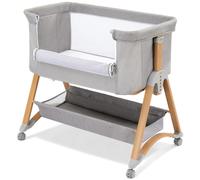 LEADZM : Lit d'appoint multifonction 5 en 1, berceau pour bébé, réglable en hauteur, avec matelas et roulettes. Lit bébé avec fonction oscillante, couleur gris