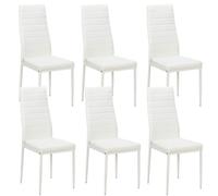 LEADZM Lot de 6 chaises de salle à manger, avec dossier haut, imperméables, pour salle à manger, cuisine, salle à manger, 120 kg, blanches
