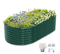 LEADZM Potager surélevé en métal 240x120x60 cm - Ensemble galvanisé avec Base Ouverte, Très Grande Surface de Plantation Carre Potager - pour légumes, Herbes, Fleurs - Vert foncé
