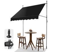 LEADZM Store Banne Manuel Rétractable,200 x 120 cm Auvent,Banne sans Perçage,Imperméable Résistant aux UV 50+ avec Manivelle Ergonomique,Hauteur Réglable,pour Terrasse,Jardin,Magasin,Noir