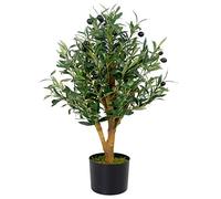 Leaf Design UK Olivier Artificiel dans Un Pot en Plastique Noir - 65 cm