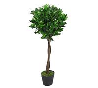 Leaf Feuille de Laurier Artificiel en Forme de Boule dans Un Pot en Plastique Noir, 90 cm