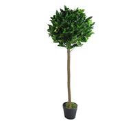 Leaf Feuille de Laurier Artificiel en Forme de Boule Torsadée Ou Unie dans Un Pot en Plastique Noir, 120 cm., 120 cm
