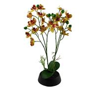 Leaf Orchidée Artificielle avec Pot en céramique Noire, Jaune Rose, 43 cm