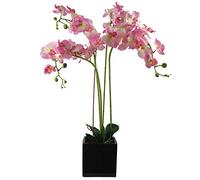 Leaf Orchidée Artificielle Rose Clair en céramique Cube Pot de Fleurs en matériaux mélangés 90 cm