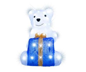 LEALIGHT blachere illumination Décor Lumineux Ours Assis LED Blanc Pur - Acrylique IP44 - 60 LED avec Flash Animé + Cadeau Bleu-Or - Personnage Noël Extérieur & Intérieur