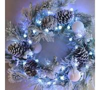 LEALIGHT blachere illumination Guirlande bulles LED blanc pur 4,5 m - 30 LED fixes diamètre 2 cm - Timer 6h - Câble argent transparent - Usage intérieur & extérieur IP44 - Fonctionne à piles