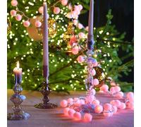 LEALIGHT blachere illumination Guirlande lumineuse boules de coton 5 m - 140 LED rouges fixes - Timer 6h + bouton ON/OFF - Câble blanc discret - Usage intérieur IP20