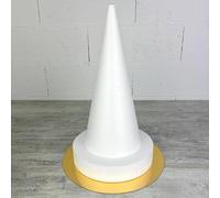 Lealoo Cone en polystyrène Plein de 40 cm et Son Disque de 25 cm EP 5 cm, Présentoir 45 cm à Macarons, Choux, Plateau doré réversible