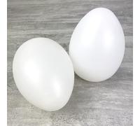 Lealoo Lot 2 Grands Oeufs en Plastique Blanc, Haut. 18 cm, avec Trou de Suspension, Non séparables, Autruche