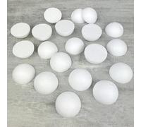 Lealoo Lot 20 Petites Demi Boules polystyrène diamètre 5cm, Dômes Pleins en Styro Blanc
