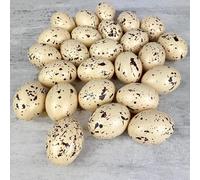 Lealoo Lot 25 Oeufs en Plastique Naturel moucheté, Hauteur 6 cm, déco de Pâques et Chasse aux Oeufs